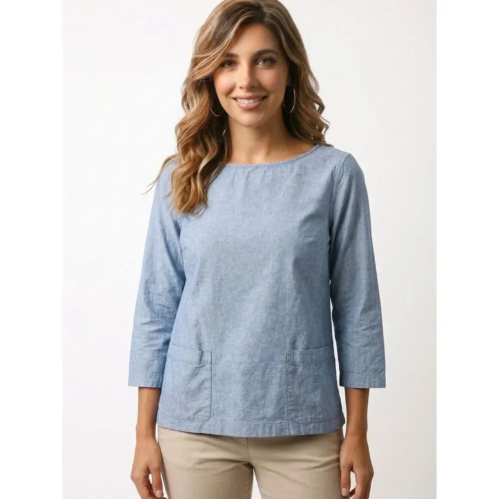 VINEYARD VINES | Chambray 3/4 Sleeve Tunic Top XS